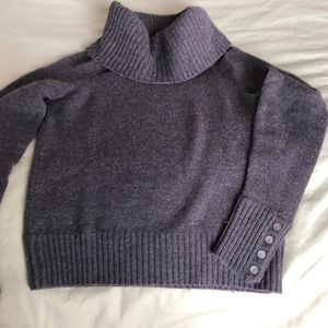 Grey cowl neck Merino wool sweater